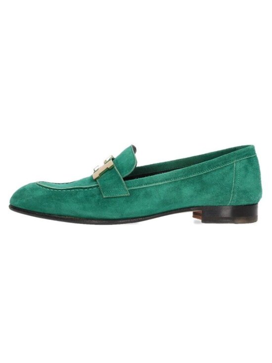 Hermes Shoes - Hermes Buckle Suede Loafers
